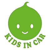 imoninn KIDS in car ステッカー　【パッケージ版】　No.05　ニコちゃんA　（黄緑色）