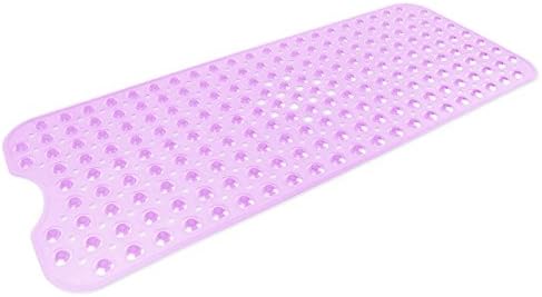DII Oceanique Shower/Bathtub 15.75x39" Non Slip Transparent Safety Grip Suction Cup Vinyl Bath Tub Mat with Drain Cutout, Large, Purple