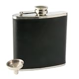 True Fabrications Flask 6-Ounce with black leather, Faux
