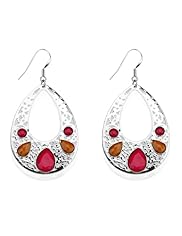 Gem Embellished Oval Drop Earrings