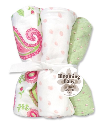 Trend Lab Paisley Park Blooming Bouquet Burp Cloths, Set of 4