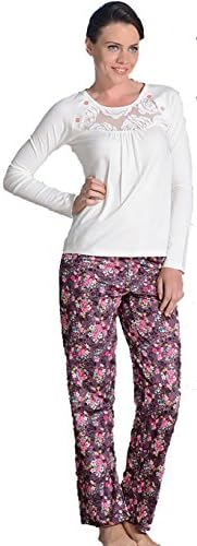 Maranda Floral Women Cotton Flannel Pajama Loungewear Set (Medium)