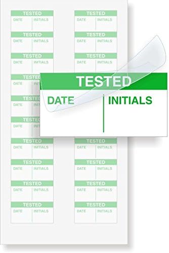 Tested: Date/Initials - Green, Polyester with Clear Flap Tag, 200 Labels / Pack, 1" x 0.5"