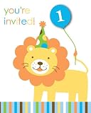 Sweet Safari Blue 1st Birthday Invitations