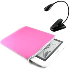 (Many Colors Available) Reversible neoprene carrying sleeve case and LED book light for Amazon Kindle electronic reading device 2nd generation 2.0