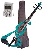 Music Basics Electric Violin Complete Kit with Free Tuner - Green 4/4 Full Size (VLN-E10-Green 4/4)