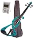 Music Basics Electric Violin Complete Kit with Free Tuner - Green 4/4 Full Size (VLN-E10-Green 4/4)