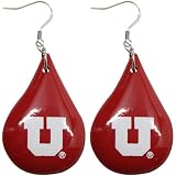 NCAA Dayna U Utah Utes Red Tear Drop Wooden Earrings