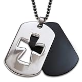 Stainless Steel 2-Piece Black Plated Cutout Cross Dog Tag on a 24 Inch Chain