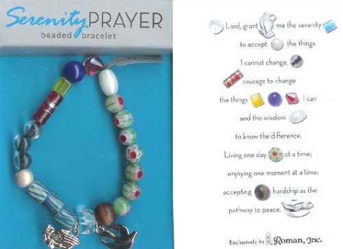 Serenity Prayer Glass Beaded Bracelet Size Large #40522