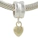 Heart Dangle 14K Gold Plated and 925 Sterling Silver Bead fits European Charm Bracelet