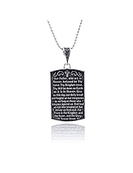 Sterling Silver Pendant Oxidized GodS Prayer Dogtag Pendant (Chain Not Included)