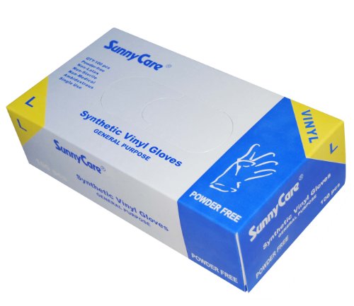 Sunnycare 7803box Vinyl Disposable Gloves Powder Free 100pcs/box; Size:large
