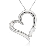 14K White Gold 3-Stone Princess-cut Diamond Heart Pendant (1/10 cttw, H-I, I1-I2)