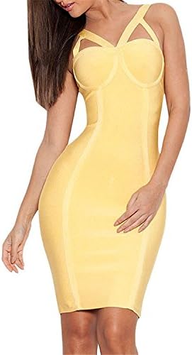 Cooped dresses Women's Strappy Bandage Dress with Bustier Cut YellowSmall