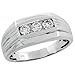 14 Karat Weissgold Satin gestreifter Herren Diamanten Ring, mit 0.50 Karat Brilliantschliff Diamanten, (9mm) breit