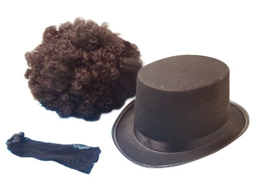 Super Jumbo Afro wig hair + caps + silk hat black three-piece set party / entertainment / magic tricks / Costume (japan import)