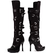 Leg Avenue Shoes Women's LA426-BANDIT 4.5" Faux Leather and Microfiber Boot with 0.75" Concealed Platform and Buckles with Inner Zipper