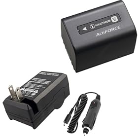 Original Sony NP-FV70 Rechargeable Camcorder Battery Pack - 2060mAh, 8.4V (1Pcs) + Replacement External Battery Charger For Sony HDR-PJ10, HDR-PJ30, HDR-PJ50 Handycam Camcorder