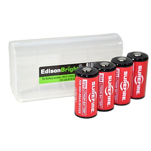 4 Pack SureFire CR123A lithium batteries (Made in USA) SF123A with EdisonBright BBX3 battery carry case bundle 4 Pack SureFire CR123A lithium batteries (Made in USA) SF123A with EdisonBright BBX3 battery carry case bundle