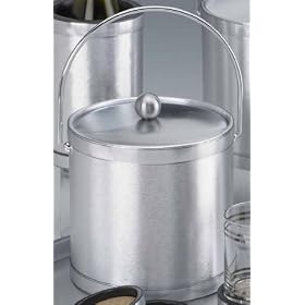 Kraftware 46668 Brushed Silk - Silver 3 Quart Ice Bucket with Bale Handle, Bands and Metal... by Kraftware