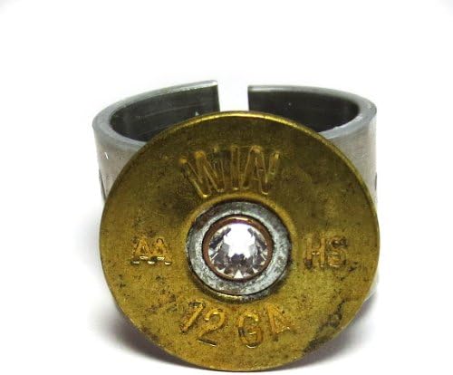 Southlife - Lizzy J's Gold Plated 12 Gauge Shotgun Bullet Shell Adjustable Ring with Clear Swarovski Crystal