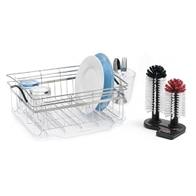 Polder KTH-200 Compact Dish Rack with Glass Washer, Stainless Steel by Polder