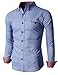 H2H Mens Casual Slim Fit Oxford Button Down Shirts with Chest Pocket