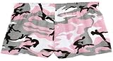 Adult Womens Cut Cotton Jersey Boxer Shorts Pink, Black and Grey Camo