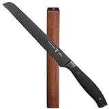 Tyler Florence Titanium 8 inch Bread Knife with Magnetic Individual Wood Knife Block