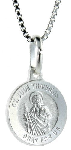 Sterling Silver St. Jude Medal 1/2 (12mm) Round.