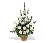 Sympathy Carnation Flowers White Simplicity Basket