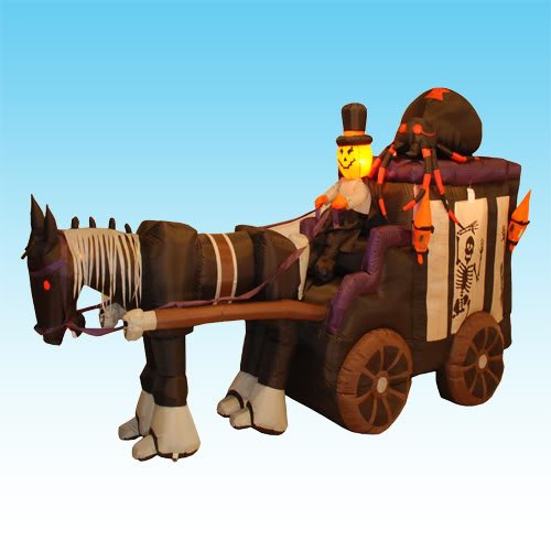 11.5 Foot Inflatable Halloween Carriage + Pumpkin + Spider Yard Decoration