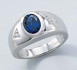 Platinum Sapphire and .05 ctw Diamond Ring