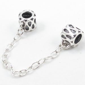 Sterling Silver Safety Chain Stopper Beads Are Compatible with Pandora Bracelets and Necklaces
