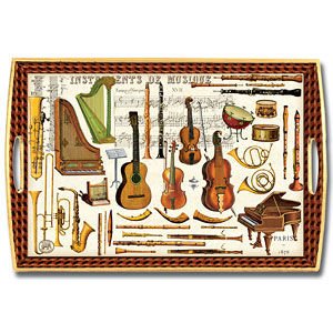 Decoupage Wooden Musical Instruments Tray