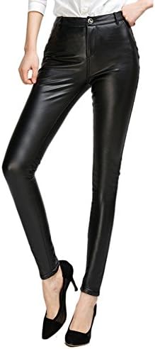 JCY Women's Thick Fleece Elastic Black Pants 5XL(US:12) Black