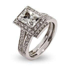 Sophisticated Emerald Cut CZ Engagement Ring - 5