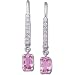 14kt White Gold Pink Sapphire and Diamond Drop Earrings