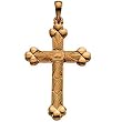 14K Yellow Gold Cross Pendant - 32.00x22.00mm