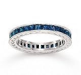14k White Gold Channel Blue Sapphire Stackable Ring