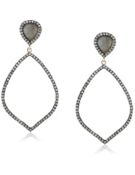 Marcia Moran "Russet" Gold Plated Cubic-Zirconia Organic Shaped Gunmetal Drop Earrings