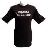 Barack Obama T-Shirt - Black Obama Yes We Did Rhinestone Jeweled Cotton Shirt Collectible Size XL Adult Extra Large, Great Gift Idea