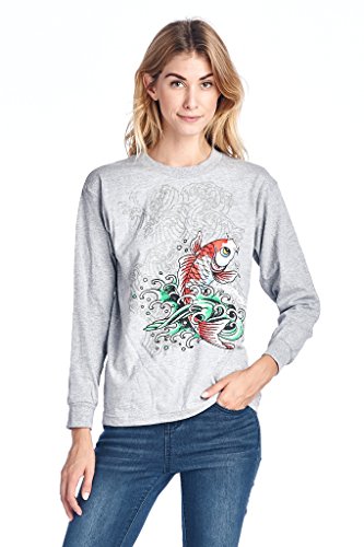 Ed Hardy Big Girls Juniors T Shirt Long Sleeve Koi Fish Print