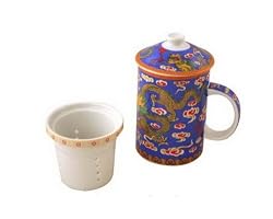 Oriental Tall Tea Cup with Filter - Dragon