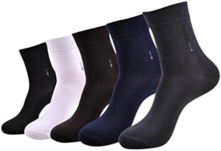Atlas New York Mens Cotton Dress Socks 5 Pairs Combo Pack, Solid Multicolors Mix