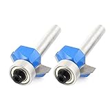 uxcell 面取りルータビットカッター　スチール製　シルバー　ブルー　ラウンドシャンク　2個入り