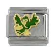 SilverBin Enamel Paint Flying Green Parrot Stainless Steel Italian Charm Link
