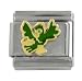SilverBin Enamel Paint Flying Green Parrot Stainless Steel Italian Charm Link