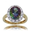 4CT Mystic Fire Topaz & Diamond Cocktail Ring in 14K Yellow Gold